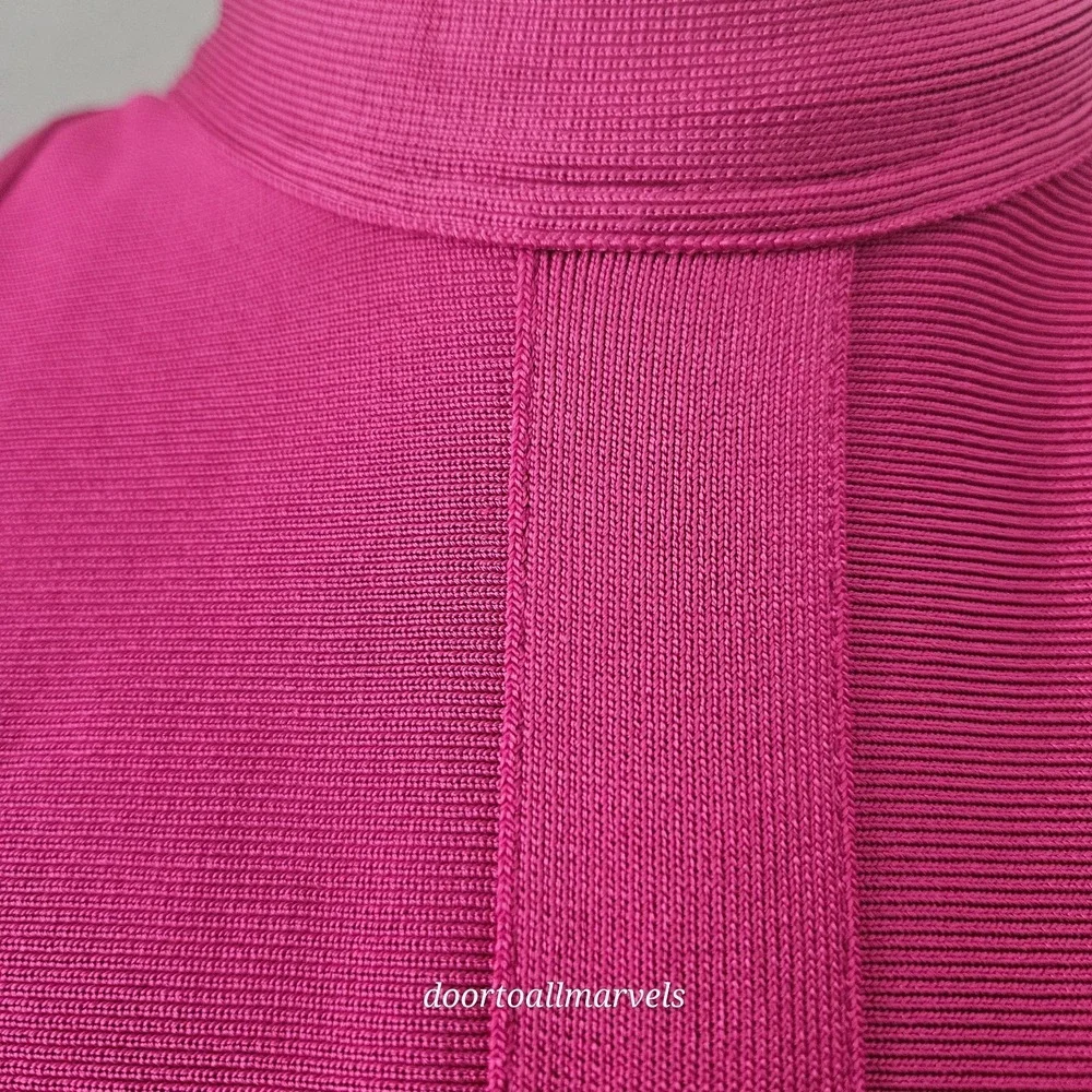 Herve Leger + Forever 21 Fuchsia Pink Bandage Midi Dress sz XL Prom Wedding
